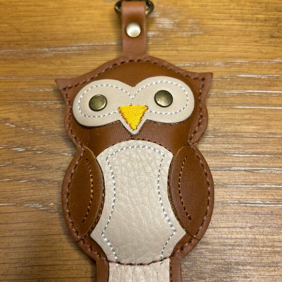 Portland Leather Owl Charm PLG Woodland Animal Bag Charm Keychain Tassel - Picture 2 of 4